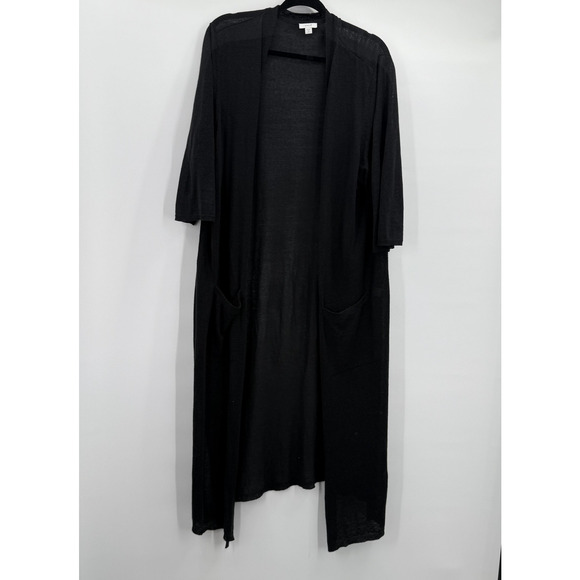 J Jill Pure Jill Sweater Womens 2X Black Open Front Cardigan Linen Capsule - Picture 1 of 9
